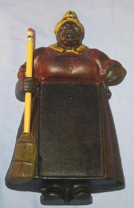 Cast Iron MAMMY MEMO Wall Mounted Note Pad Holder - Ethnographic