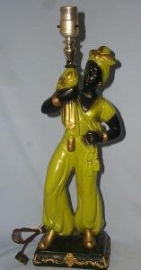 Black Lady Chalkware Electric Lamp - Ethnographic