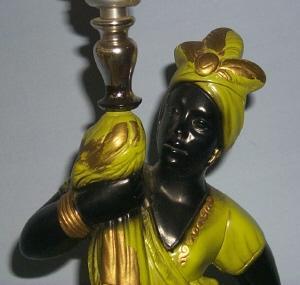 Black Lady Chalkware Electric Lamp - Ethnographic