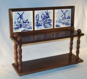 Delicate DELFT Tile Decorated Wall Shelf - Furniture