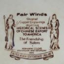 MEAKIN Staffordshire FAIR WINDS, FRIENDSHIP OF SALEM Decorative Pottery Plate