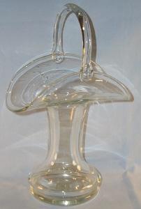 Crystal Art Glass Brides Basket Floral Vase