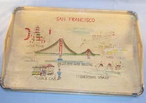 SAN FRANCISCO Advertising Hand Painted Birch Serving Tray