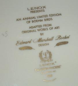 Attractive LENOX Boehm Birds Signed EASTERN PHOEBE Porcelain Decorative Plate