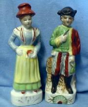 old vintage Japanese Porcelain Figurines - Japan Porcelain Man & Woman