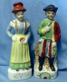 old vintage Japanese Porcelain Figurines - Japan Porcelain Man & Woman
