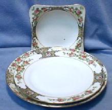 Nippon Porcelain Pottery 3 pc Dinnerware Group