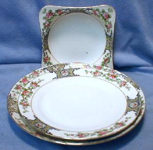 Nippon Porcelain Pottery 3 pc Dinnerware Group