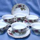 vintage Childs Toy MOSS ROSE Cup and Saucer Group - Vintage Porcelain Toy