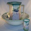 English DUCK Design Porcelain Water Pitcher & Bowl Set