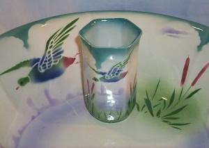 English DUCK Design Porcelain Water Pitcher & Bowl Set