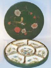Nippon Seven Piece Porcelain Relish Set in Enameled Box
