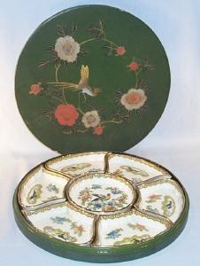 Nippon Seven Piece Porcelain Relish Set in Enameled Box