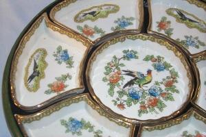 Nippon Seven Piece Porcelain Relish Set in Enameled Box