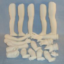 Nineteen Various Greenware Plaster Doll Parts - Toys