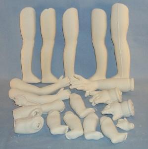 Nineteen Various Greenware Plaster Doll Parts - Toys