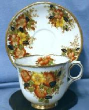 Vintage Orange & Yellow Flowers Cup and Saucer - Melba Fine English Bone China Porcelain Teacup