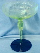 Antique Vaseline & Cobalt Art Glass - Compote or Large