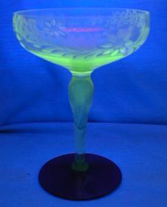 Antique Vaseline & Cobalt Art Glass - Compote or Large