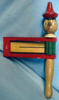 unique Old Pinocchio Noise Maker - Vintage Wooden Toy