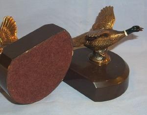 Polychromed Grey Metal PHEASANT Bookends - Metalware
