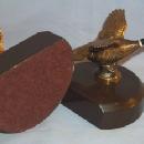 Polychromed Grey Metal PHEASANT Bookends - Metalware