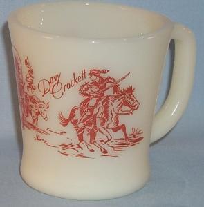 Fire King DAVY CROCKETT Milk Glass Coffee Mug