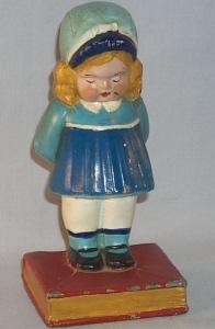 (1) LITTLE GIRL IN BLUE DRESS Bookend / Doorstop - Metalware