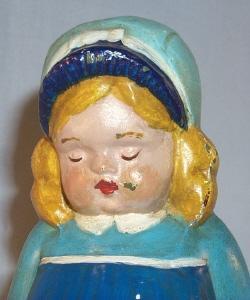 (1) LITTLE GIRL IN BLUE DRESS Bookend / Doorstop - Metalware