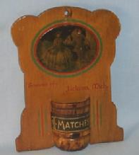 Wooden Hanging Jackson, Mich. Advertising MATCHHOLDER
