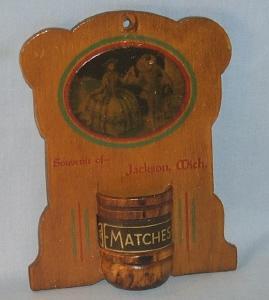 Wooden Hanging Jackson, Mich. Advertising MATCHHOLDER