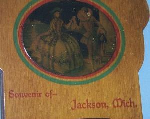 Wooden Hanging Jackson, Mich. Advertising MATCHHOLDER