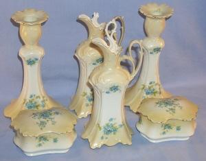 Old Eight Piece VICTORIAN Porcelain Dresser Set