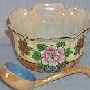 Beautiful Hand Painted Lustreware Porcelain Mayonaise Bowl with Matching Ladle