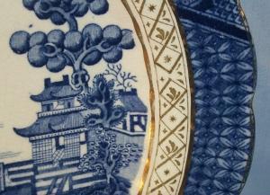 English Willow FLOW BLUE Porcelain Plate