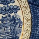 English Willow FLOW BLUE Porcelain Plate