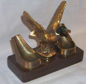 MALLARD DUCK Polychromed Grey Metal Pipe Holder - Tobacciana