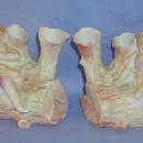 BOY & GIRL ON LOG Bisque Porcelain Bud Vases