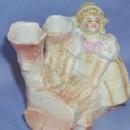 BOY & GIRL ON LOG Bisque Porcelain Bud Vases
