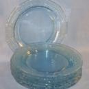 Eight Depression Glass Azure Blue FOSTORIA June Salad Plates
