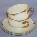 Two Bavarian Gold Trimmed Porcelain Cups and Saucers