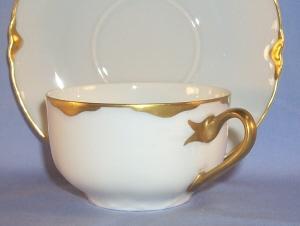 Two Bavarian Gold Trimmed Porcelain Cups and Saucers