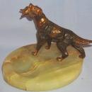 Copper Finished IRISH SETTER Retrieving Pheasant Marble Ashtray - Tobacciana