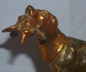 Copper Finished IRISH SETTER Retrieving Pheasant Marble Ashtray - Tobacciana