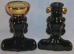 Black Americana Porcelain Man and Woman Head Vases