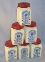 Six Piece THE SPICE SET Milk Glass DOVE Spice Set