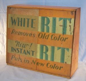 Orange RIT Dye Metal Display Advertising Cabinet
