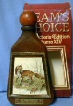 old vintage RED FOX - Jim Beam Whiskey Decanter - Beam's Choice Collector Edition Volume XIV - Wildlife Sporting Glass Bottle