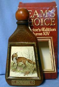 old vintage RED FOX - Jim Beam Whiskey Decanter - Beam's Choice Collector Edition Volume XIV - Wildlife Sporting Glass Bottle