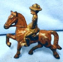 vintage Cast Grey Iron WWI Cavalry TOY SOLDIER ON HORSE - toys